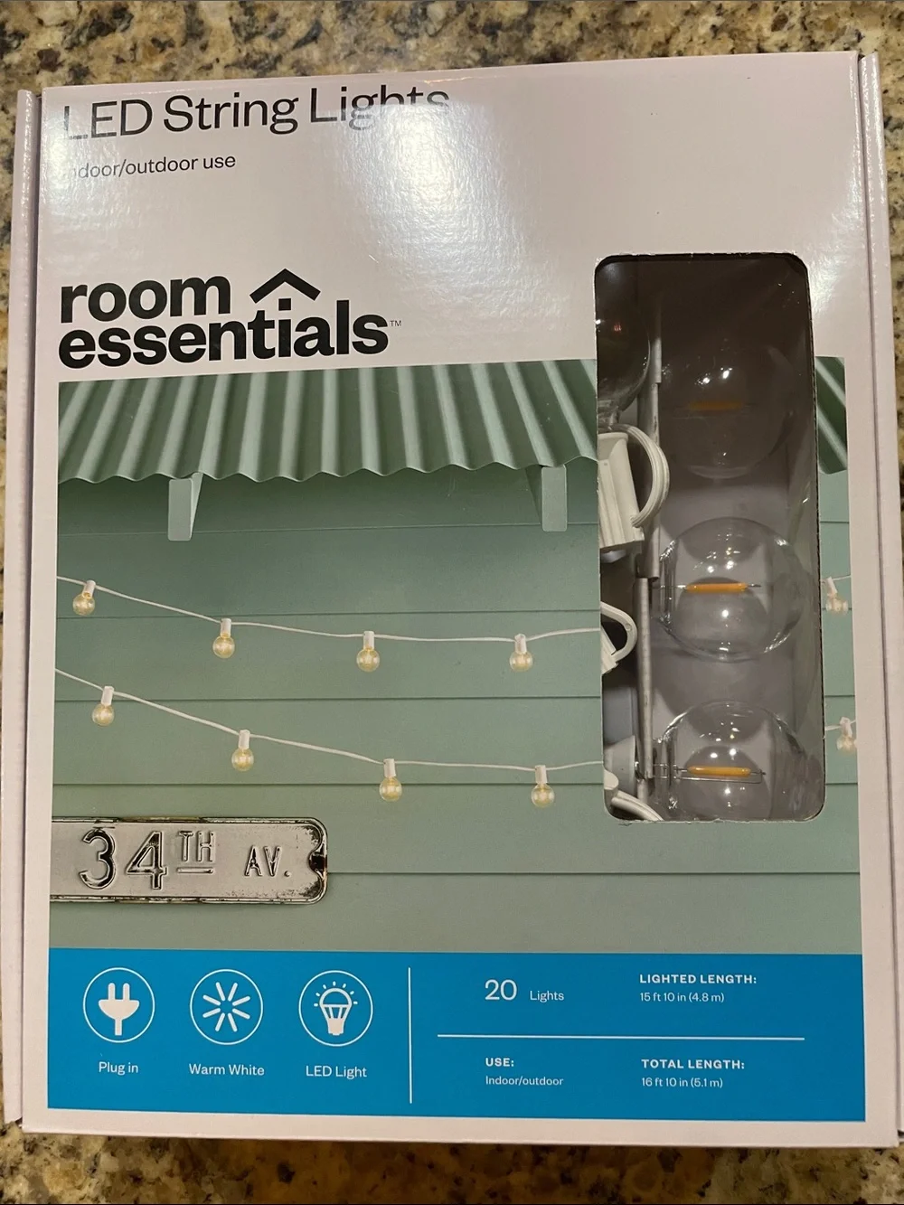 room essentials Warm White Bulb String Lights